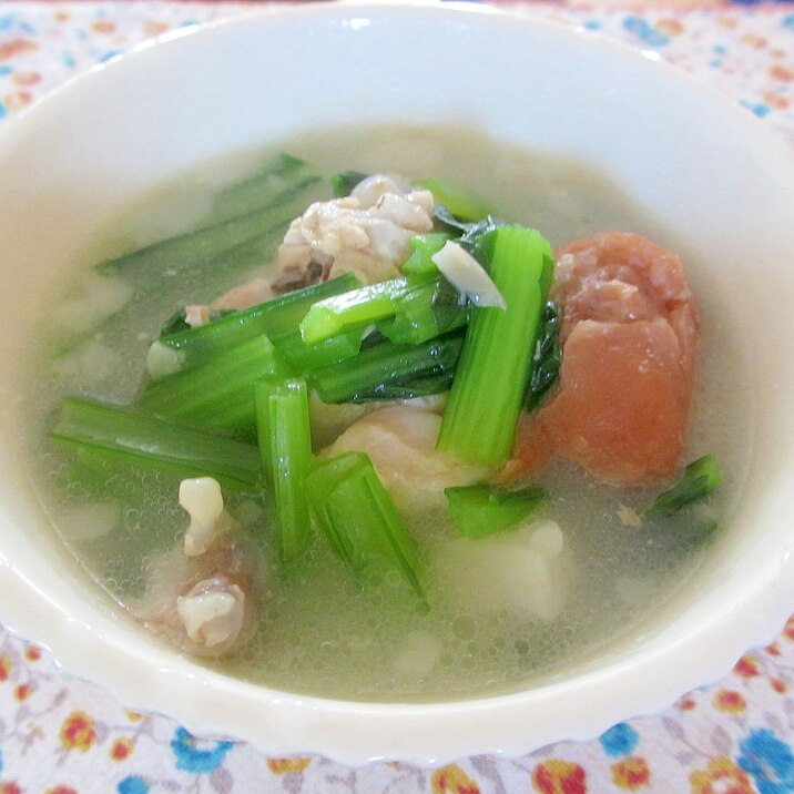 手羽元と小松菜の梅スープ